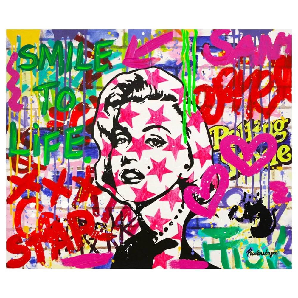 Rolling Stone by Nastya Rovenskaya Mixed Media on Canvas Hand Signed by Artist